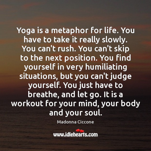 Yoga is a metaphor for life. You have to take it really Image