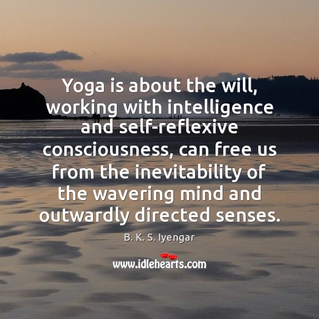 Yoga is about the will, working with intelligence and self-reflexive consciousness, can B. K. S. Iyengar Picture Quote