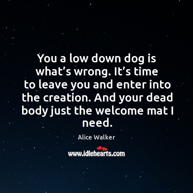 You a low down dog is what’s wrong. It’s time Alice Walker Picture Quote