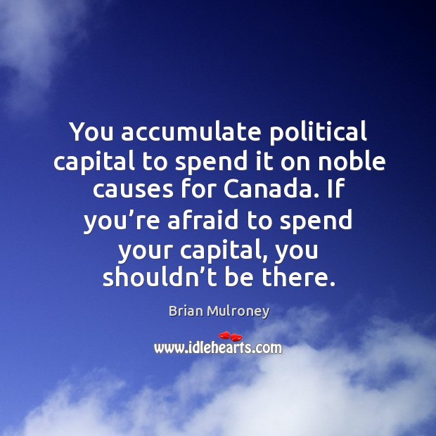 You accumulate political capital to spend it on noble causes for canada. Image