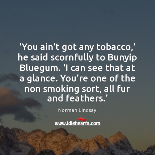‘You ain’t got any tobacco,’ he said scornfully to Bunyip Bluegum. Norman Lindsay Picture Quote