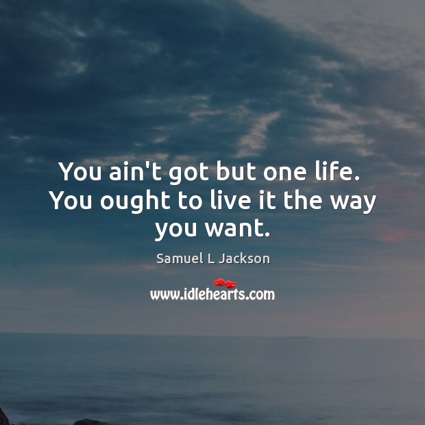 You ain’t got but one life.  You ought to live it the way you want. Samuel L Jackson Picture Quote