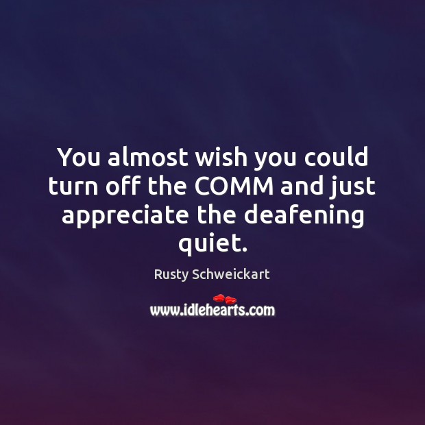 You almost wish you could turn off the COMM and just appreciate the deafening quiet. Rusty Schweickart Picture Quote