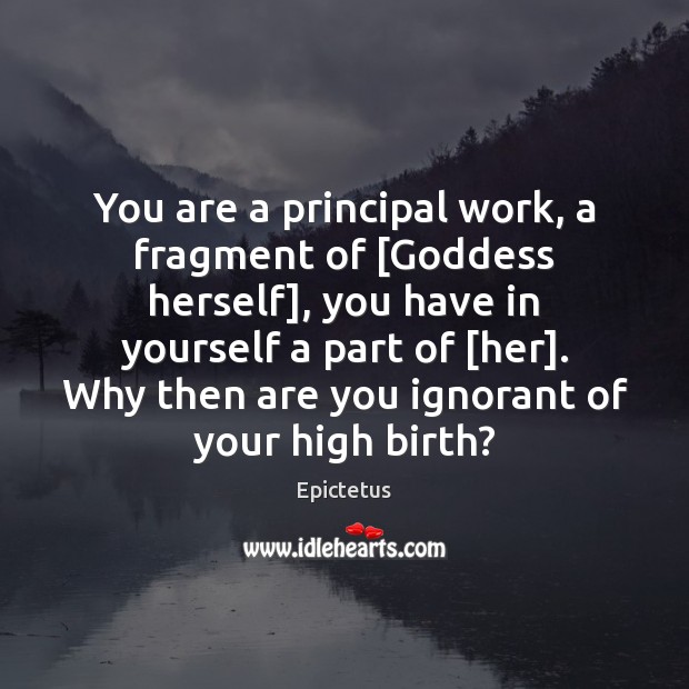 You are a principal work, a fragment of [Goddess herself], you have Epictetus Picture Quote