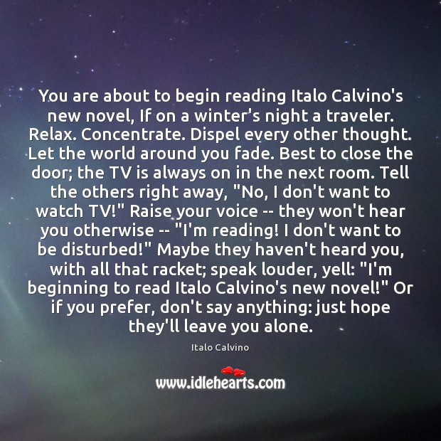 You are about to begin reading Italo Calvino’s new novel, If on Italo Calvino Picture Quote