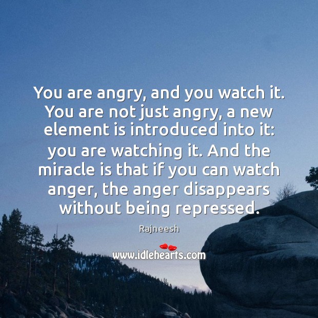 You are angry, and you watch it. You are not just angry, 