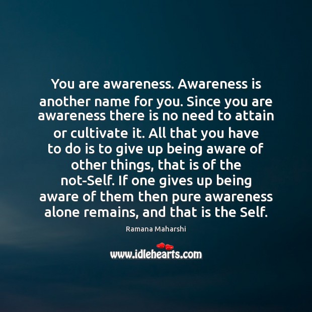 You are awareness. Awareness is another name for you. Since you are Image