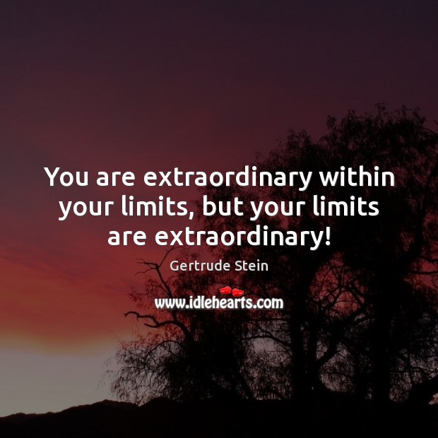 You are extraordinary within your limits, but your limits are extraordinary! Image