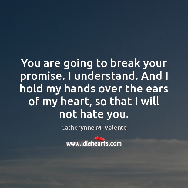 You are going to break your promise. I understand. And I hold Catherynne M. Valente Picture Quote