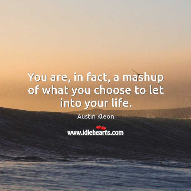 You are, in fact, a mashup of what you choose to let into your life. Austin Kleon Picture Quote