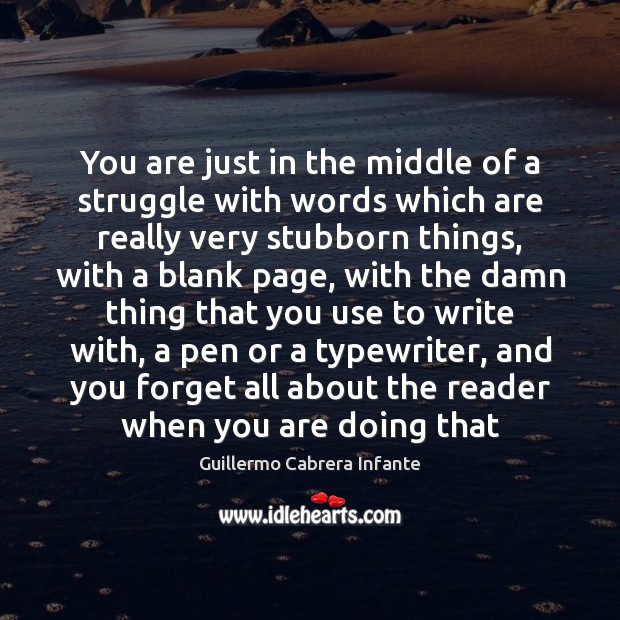 You are just in the middle of a struggle with words which Guillermo Cabrera Infante Picture Quote