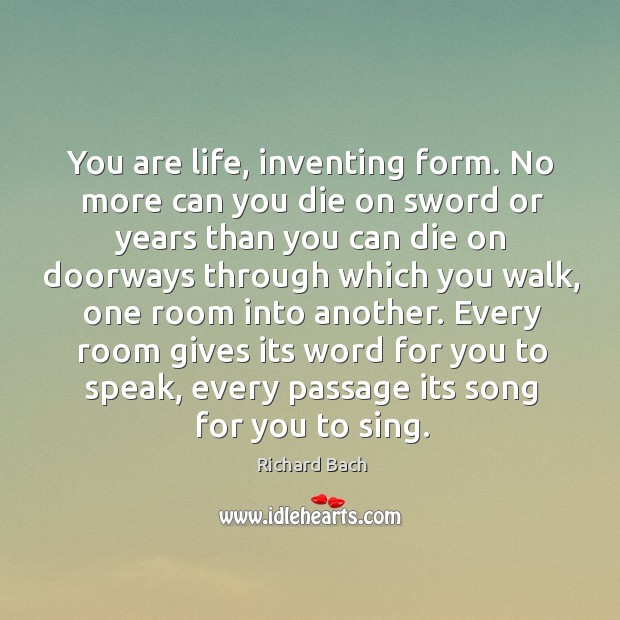 You are life, inventing form. No more can you die on sword Richard Bach Picture Quote