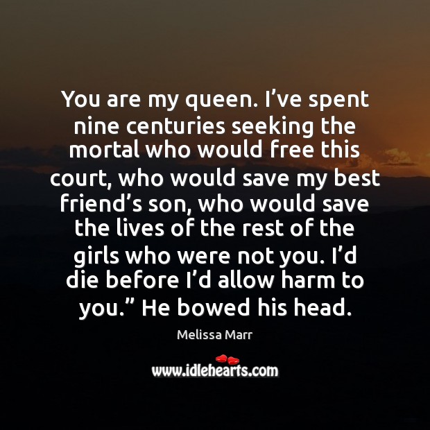 You are my queen. I’ve spent nine centuries seeking the mortal Melissa Marr Picture Quote