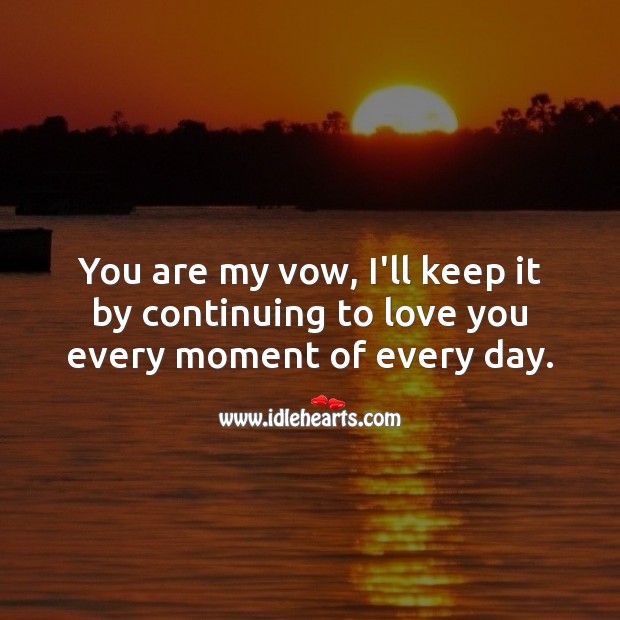 You are my vow, I’ll keep it by continuing to love you every moment of every day. I Love You Quotes Image