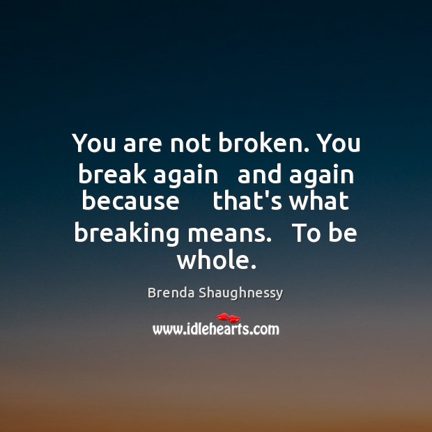 You are not broken. You break again   and again because     that’s what Brenda Shaughnessy Picture Quote