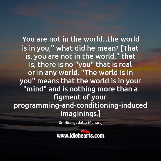 You are not in the world…the world is in you,” what Image