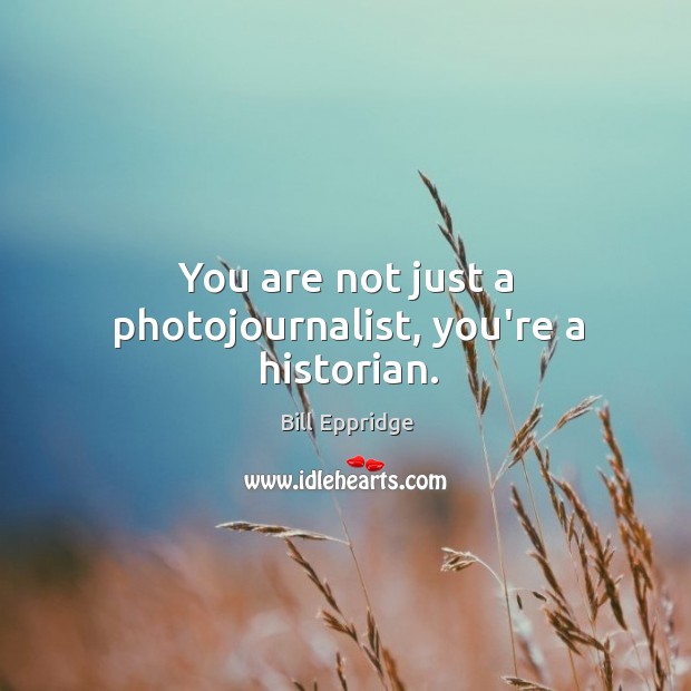 You are not just a photojournalist, you’re a historian. Bill Eppridge Picture Quote