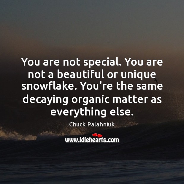 You Are Not Special You Are Not A Beautiful Or Unique Snowflake Idlehearts