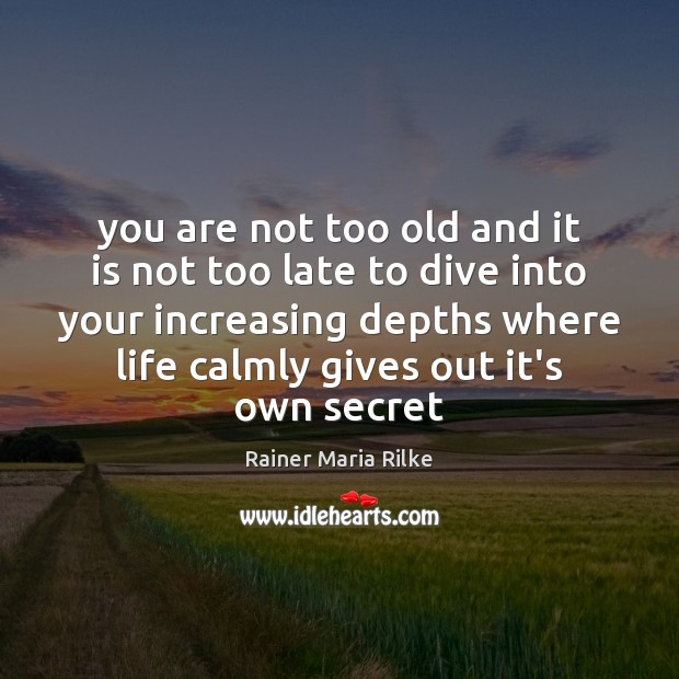 You are not too old and it is not too late to Rainer Maria Rilke Picture Quote
