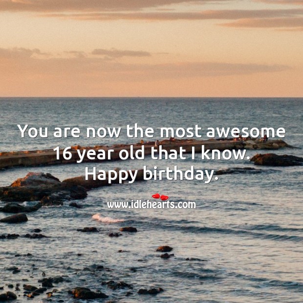 You are now the most awesome 16 year old that I know. Sweet 16 Birthday Messages Image