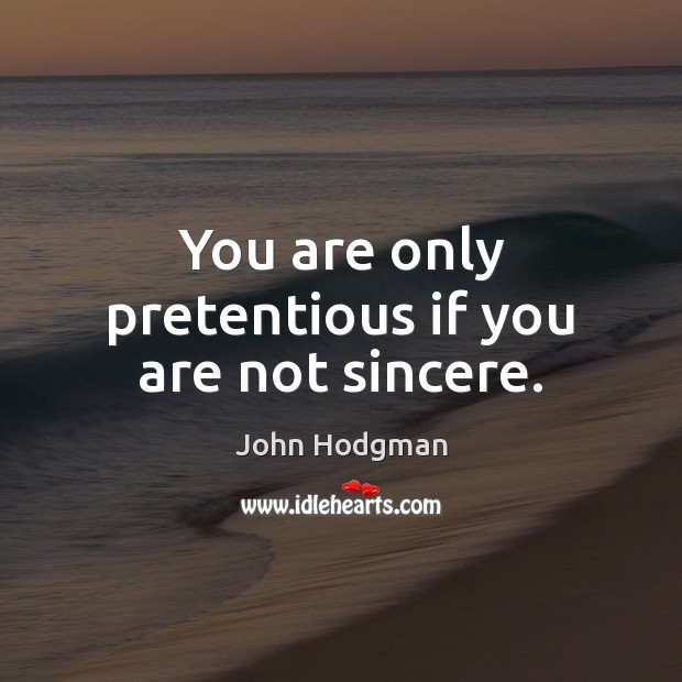 You are only pretentious if you are not sincere. John Hodgman Picture Quote