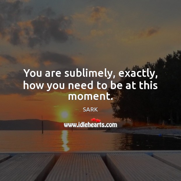 You are sublimely, exactly, how you need to be at this moment. SARK Picture Quote