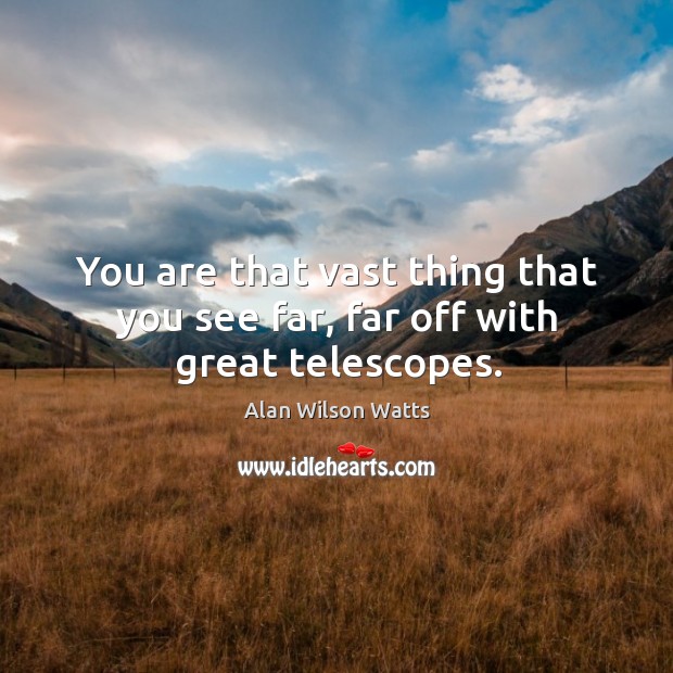 You are that vast thing that you see far, far off with great telescopes. Alan Wilson Watts Picture Quote