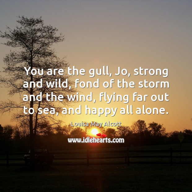 You are the gull, Jo, strong and wild, fond of the storm Louisa May Alcott Picture Quote