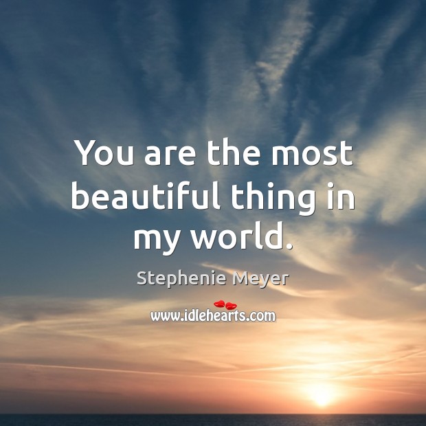 You are the most beautiful thing in my world. Stephenie Meyer Picture Quote