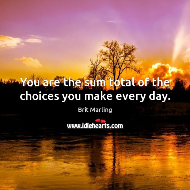 You are the sum total of the choices you make every day. Brit Marling Picture Quote