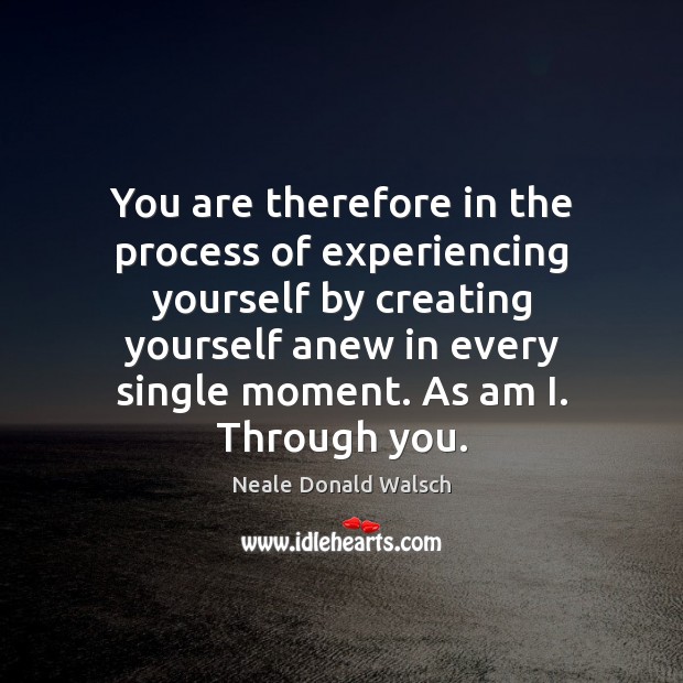You are therefore in the process of experiencing yourself by creating yourself Neale Donald Walsch Picture Quote