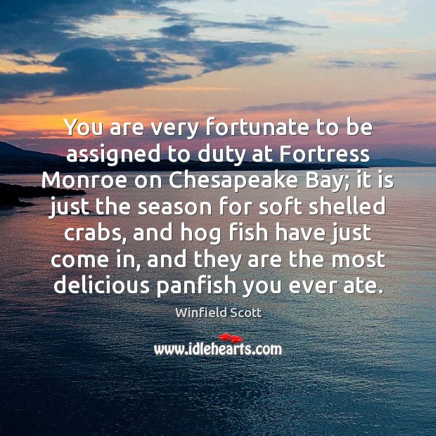 You are very fortunate to be assigned to duty at Fortress Monroe Winfield Scott Picture Quote