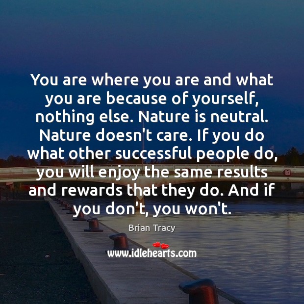 You are where you are and what you are because of yourself, Brian Tracy Picture Quote
