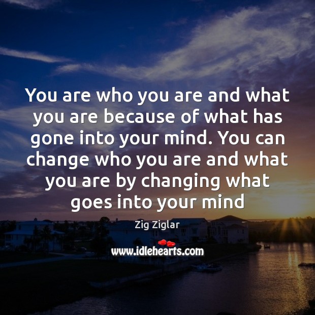 You are who you are and what you are because of what Zig Ziglar Picture Quote