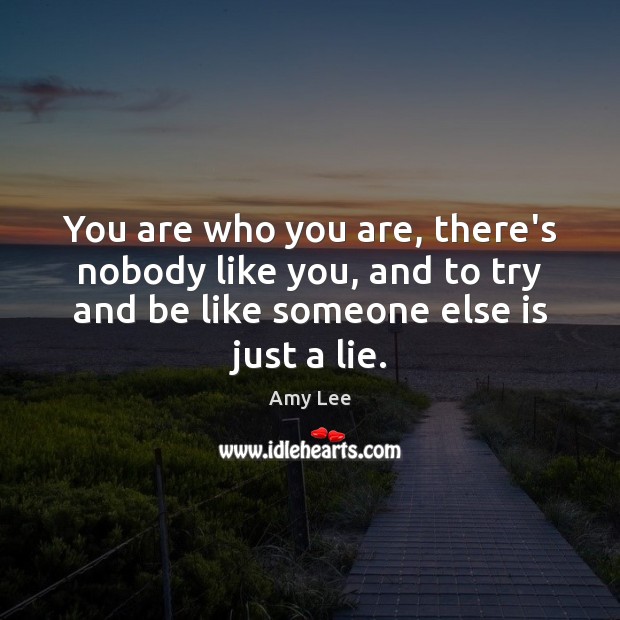You are who you are, there’s nobody like you, and to try Amy Lee Picture Quote