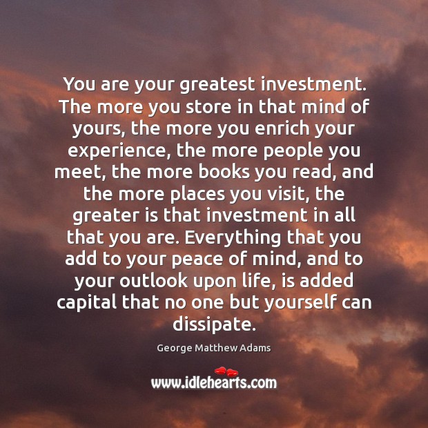 You are your greatest investment. The more you store in that mind Investment Quotes Image