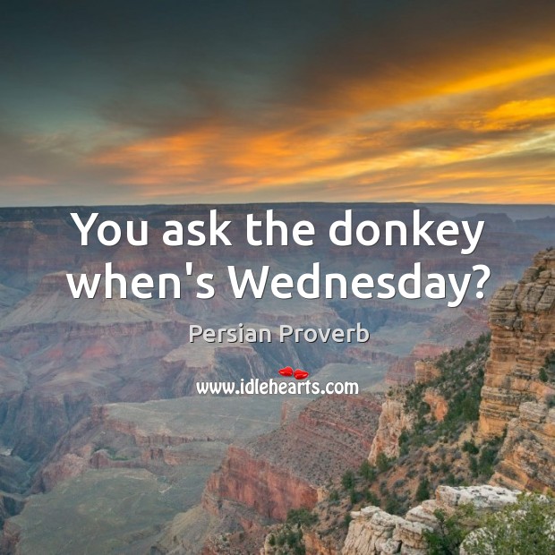 You ask the donkey when’s wednesday? Persian Proverbs Image