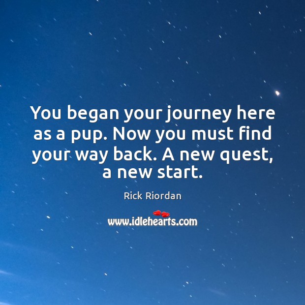You began your journey here as a pup. Now you must find Rick Riordan Picture Quote