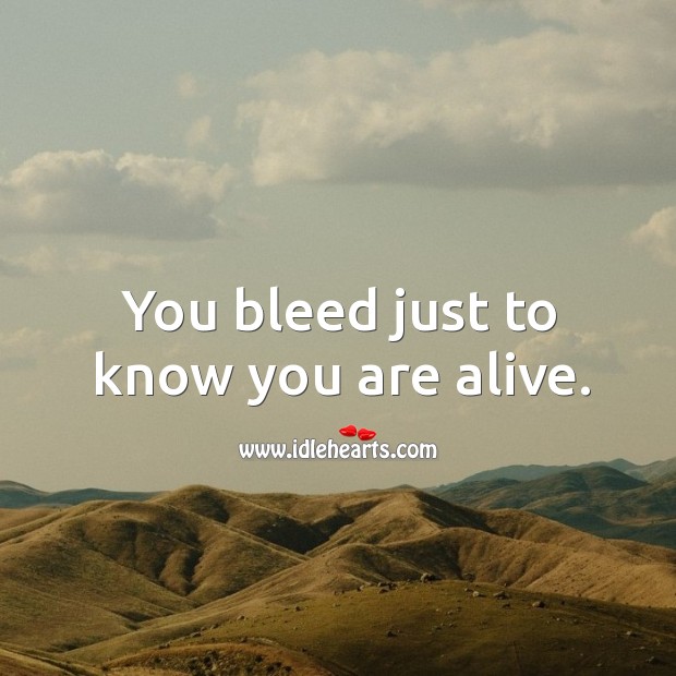 You bleed just to know you are alive. Image