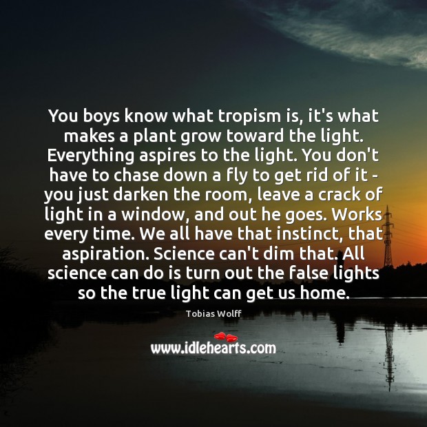 You boys know what tropism is, it’s what makes a plant grow Tobias Wolff Picture Quote