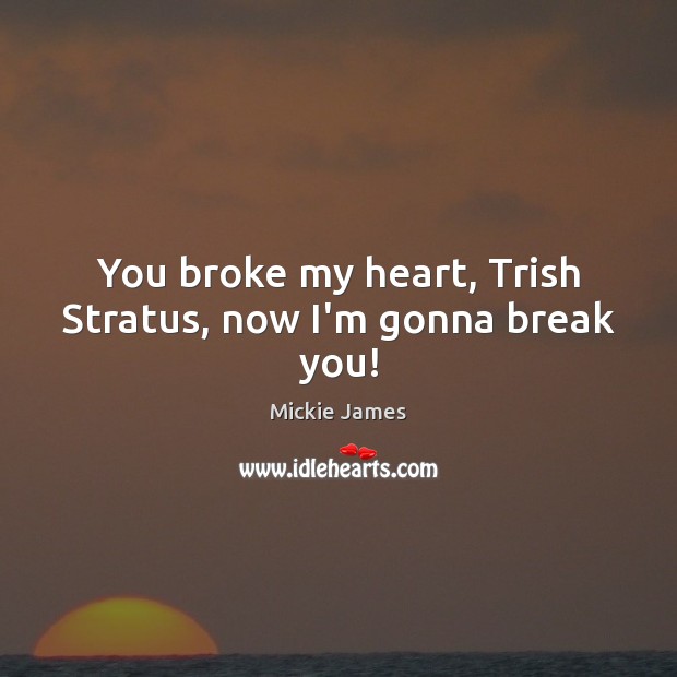You broke my heart, Trish Stratus, now I’m gonna break you! Mickie James Picture Quote