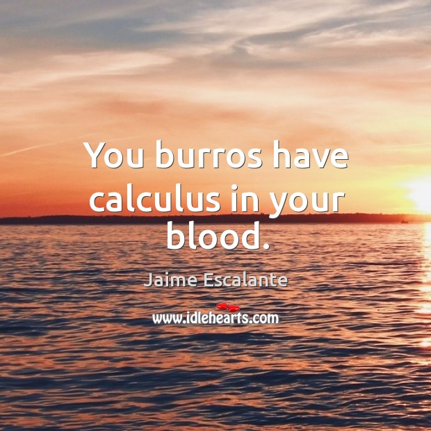 You burros have calculus in your blood. Image