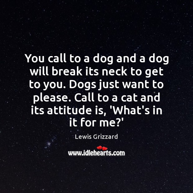 You call to a dog and a dog will break its neck Lewis Grizzard Picture Quote
