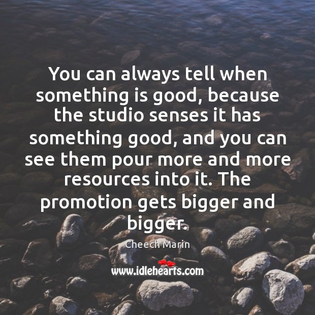You can always tell when something is good, because the studio senses Image