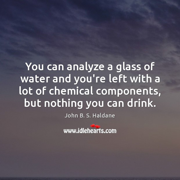 You can analyze a glass of water and you’re left with a John B. S. Haldane Picture Quote