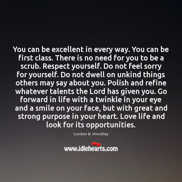You can be excellent in every way. You can be first class. Image