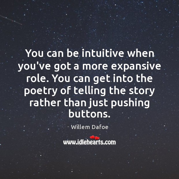 You can be intuitive when you’ve got a more expansive role. You Image