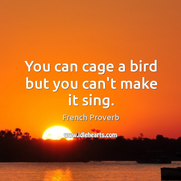 You can cage a bird but you can’t make it sing. Image