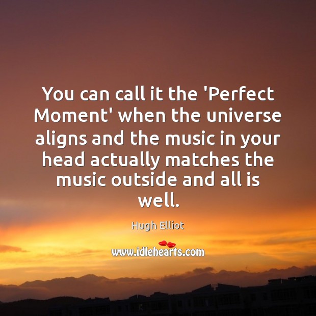 You can call it the ‘Perfect Moment’ when the universe aligns and Hugh Elliot Picture Quote