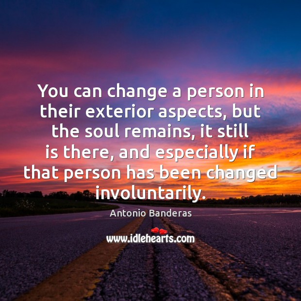 You can change a person in their exterior aspects, but the soul Antonio Banderas Picture Quote